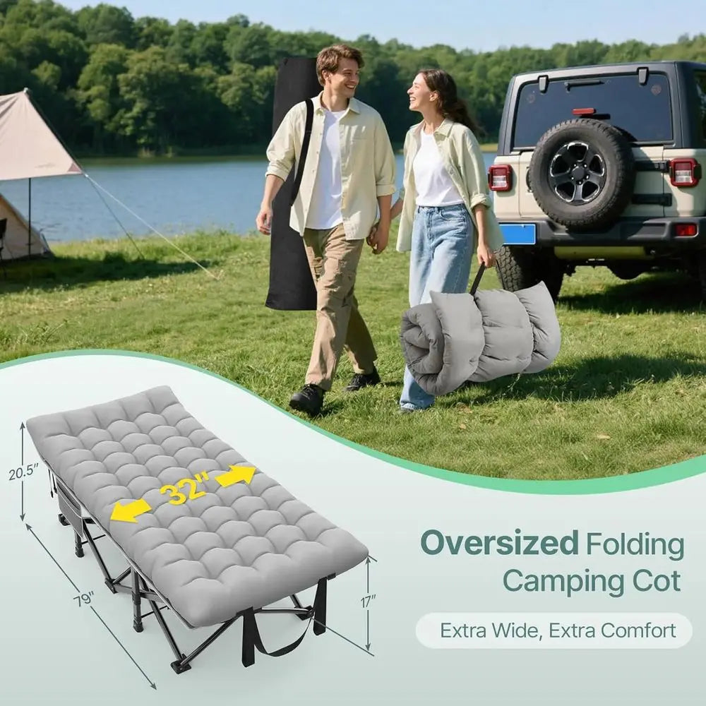 Portable Camping Cot for Adults With Pillow and Mattress