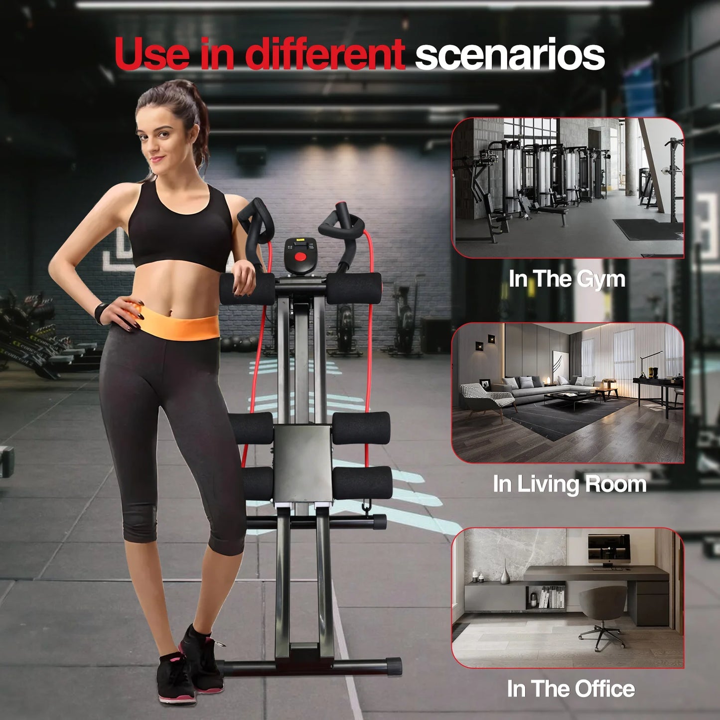 GIKPAL Foldable Ab Machine Core Trainer With LCD Display