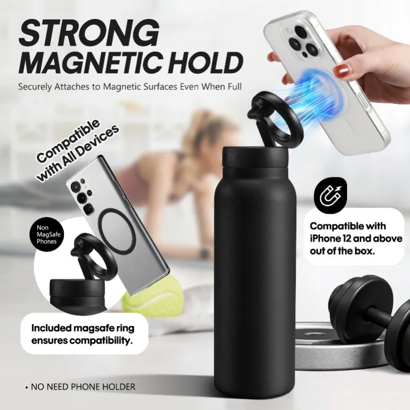 Insulated Stainless Steel Water Bottle With Magnetic Phone Holder