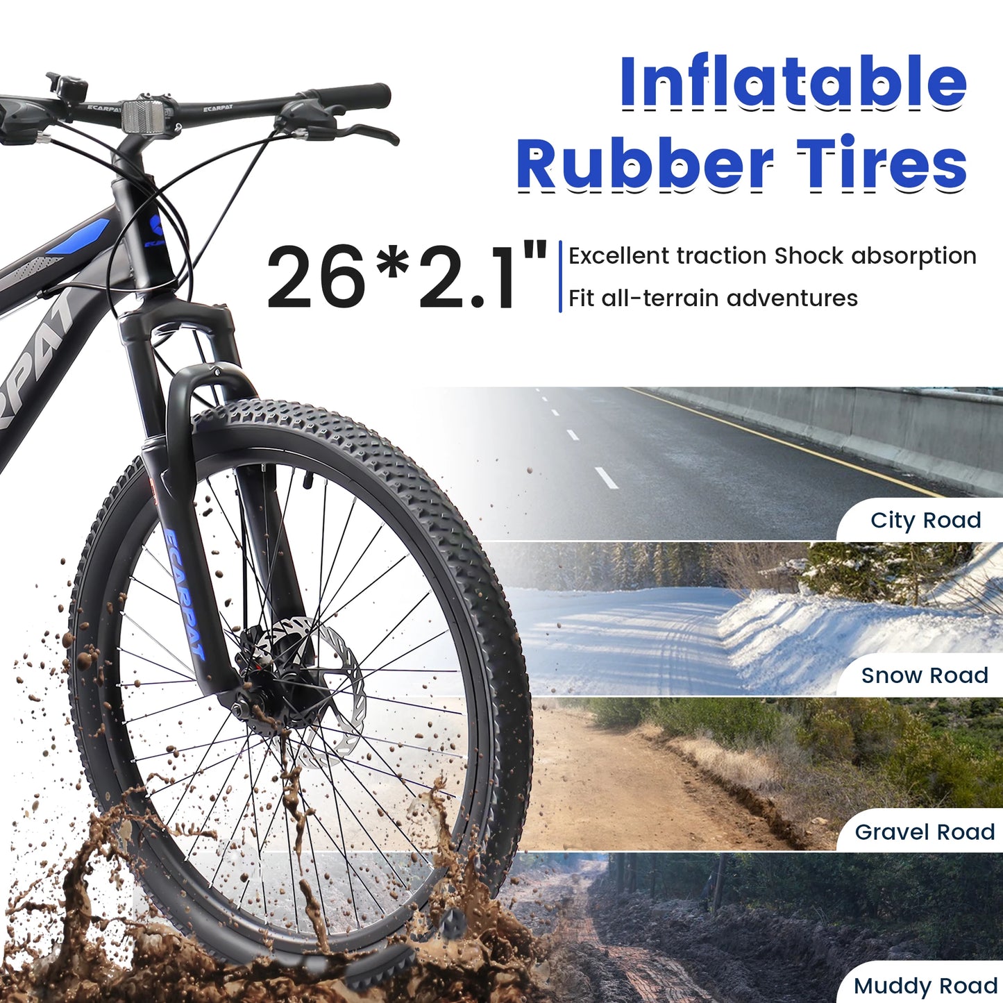 Ecarpat Dual Full Suspension Mountain Bike Unisex All Terrain Ride