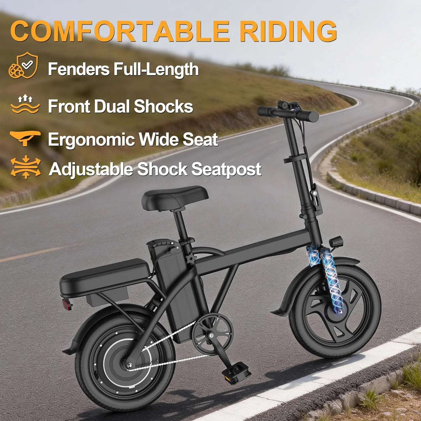 Ladped Foldable Electric Bike 500W Dual Seat Long Range 48V