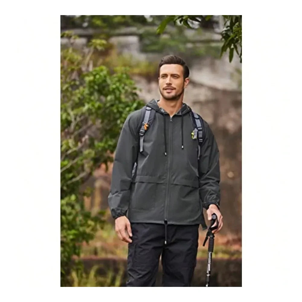 XMSJ Packable Rain Jacket Waterproof Hooded Outdoor Rain Gear