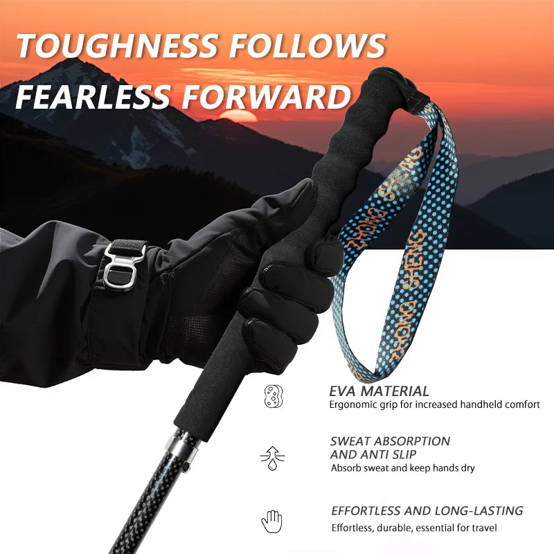 OKHEALING Lightweight T800 Carbon Fiber Hiking Trekking Poles Collapsible